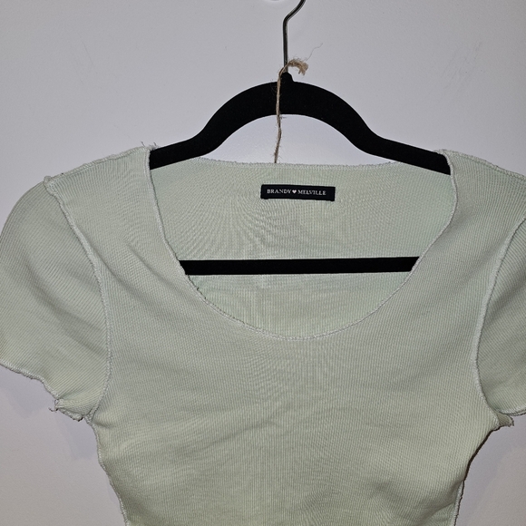 Brandy Melville Pastel Green Reverse Seam top - Picture 2 of 5